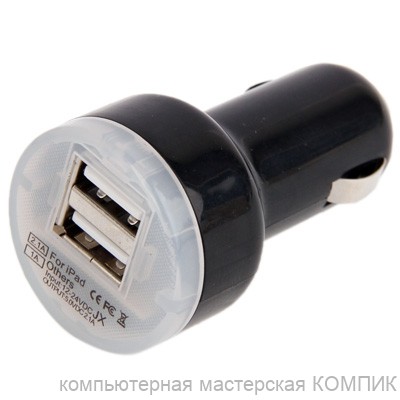 Переходник авто прикур. на 2 USB 5V-2000mA Орбита AV-320 (2*1000)