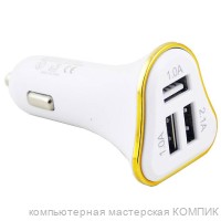 Переходник авто прикур. на 3 USB 5V-4100mA KO-15